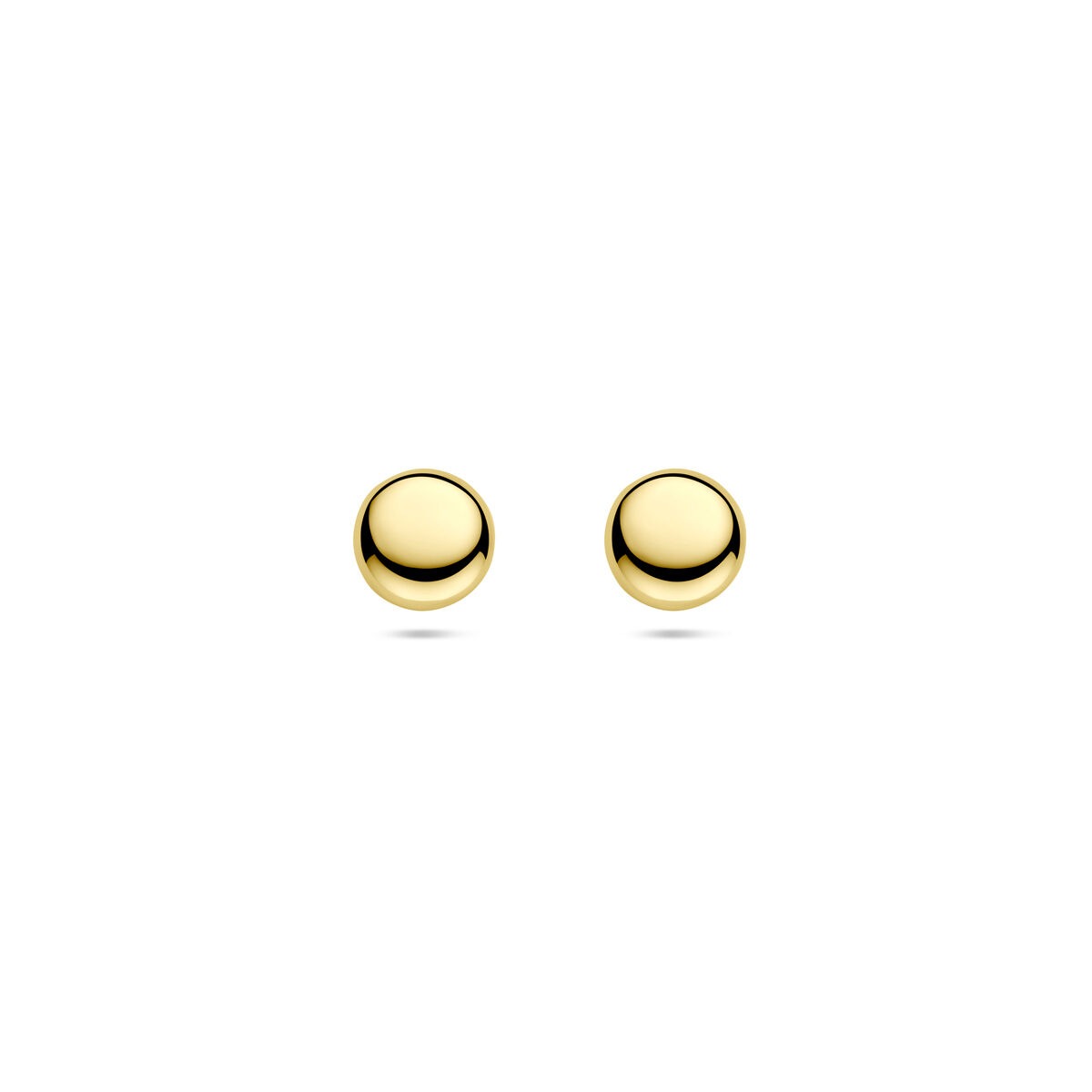 Boucles d'oreilles en or jaune 14 carats, de forme ronde et lisse.