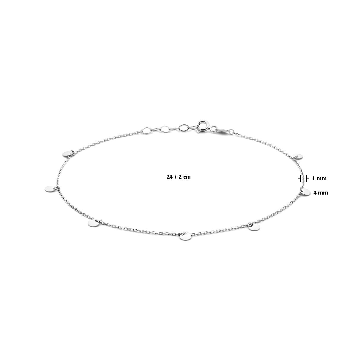 Bracelet de cheville en Argent Rhodié avec Ronds