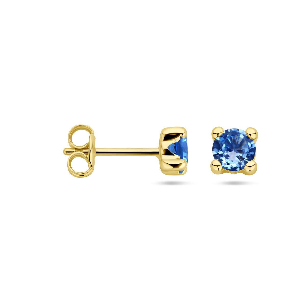 Puces d'oreilles en or jaune 14k avec aquamarine synthétique.