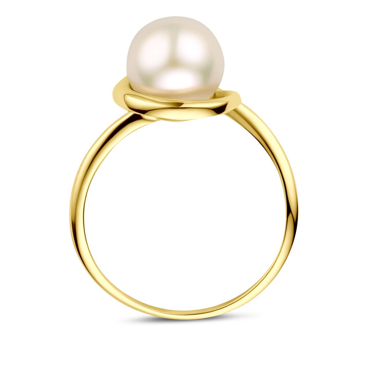 bague en or jaune 14k avec perle
