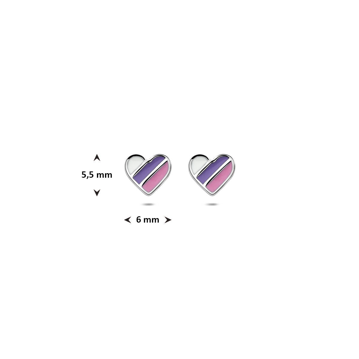 Puces d'oreilles en argent pour enfant – cœurs avec émail 5.5 mm