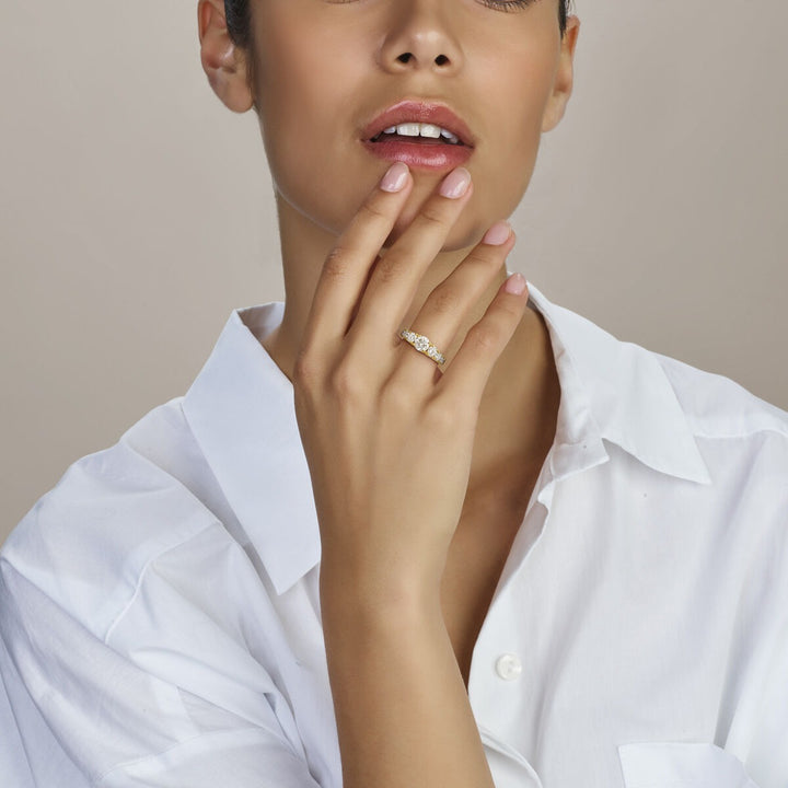 14k Geelgouden ring met lab grown diamant