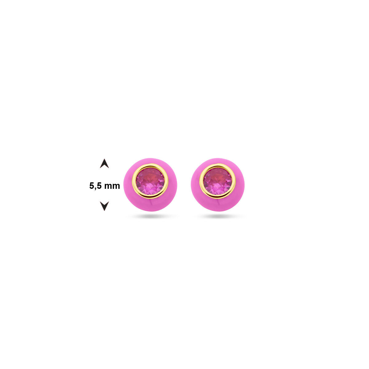 Puces d'oreilles en argent plaqué or avec émail rose et zircone rose