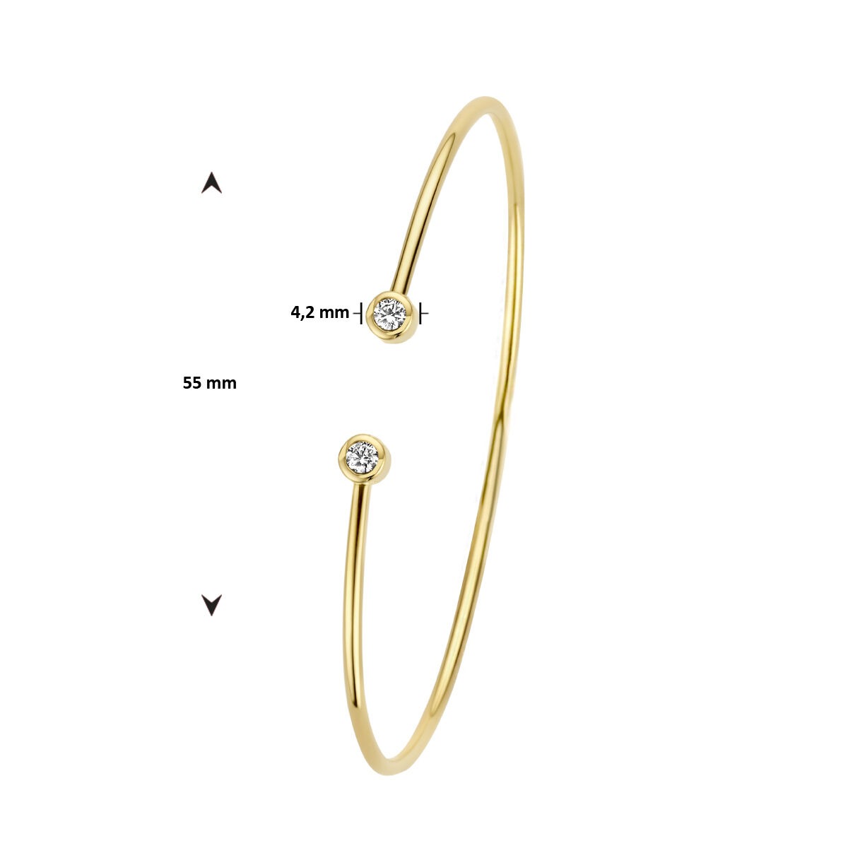 Bracelet bangle en or jaune 14k avec diamants