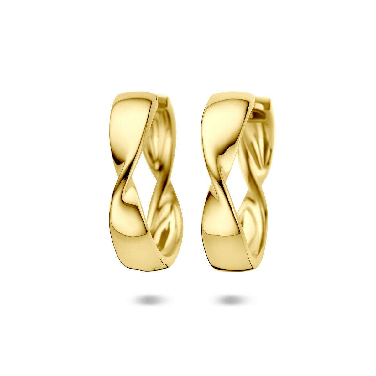 Boucles d'oreilles en argent doré, forme ondulée, dimensions 25 x 6 mm.