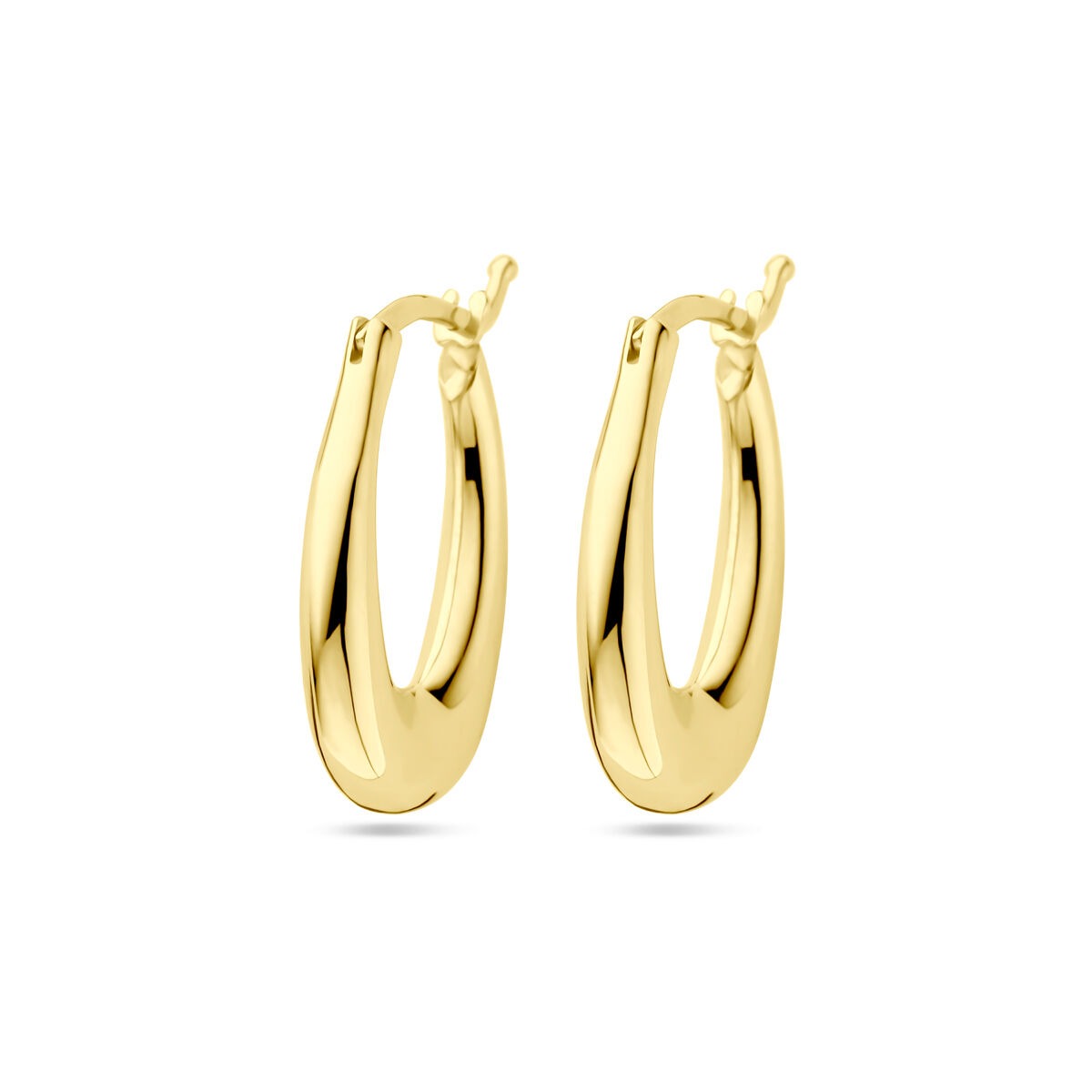 Boucles d'oreilles en or jaune 9 carats, de forme ovale et brillante.
