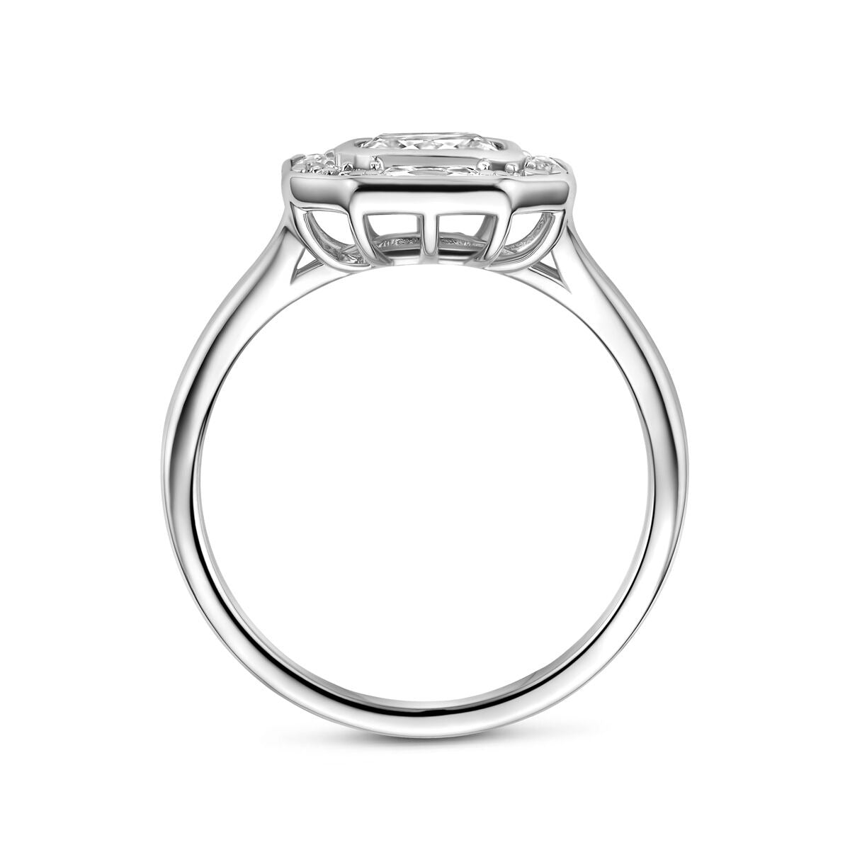 Bague en Argent 925 Rhodié avec Entourage en Zircone