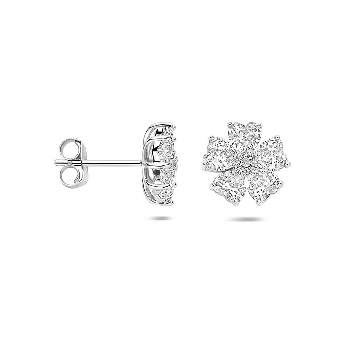 Puces d'oreilles en argent avec zircone en forme de cœur - argent rhodié 925