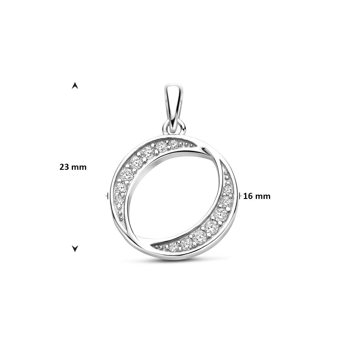 Pendentif en argent avec entourage en zircone – rhodié 925 argent 23 mm