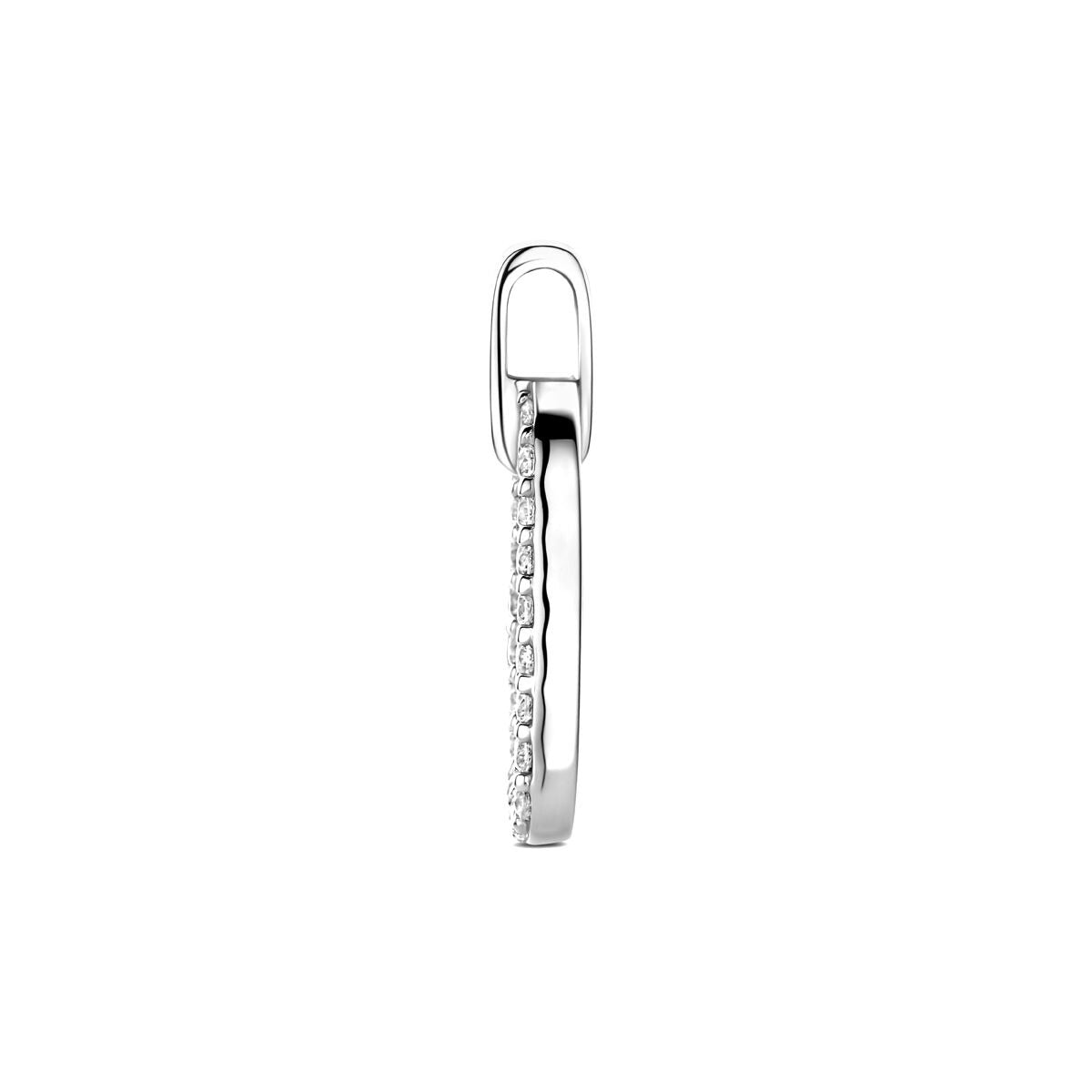 Pendentif en argent avec entourage en zircone 925 rhodié