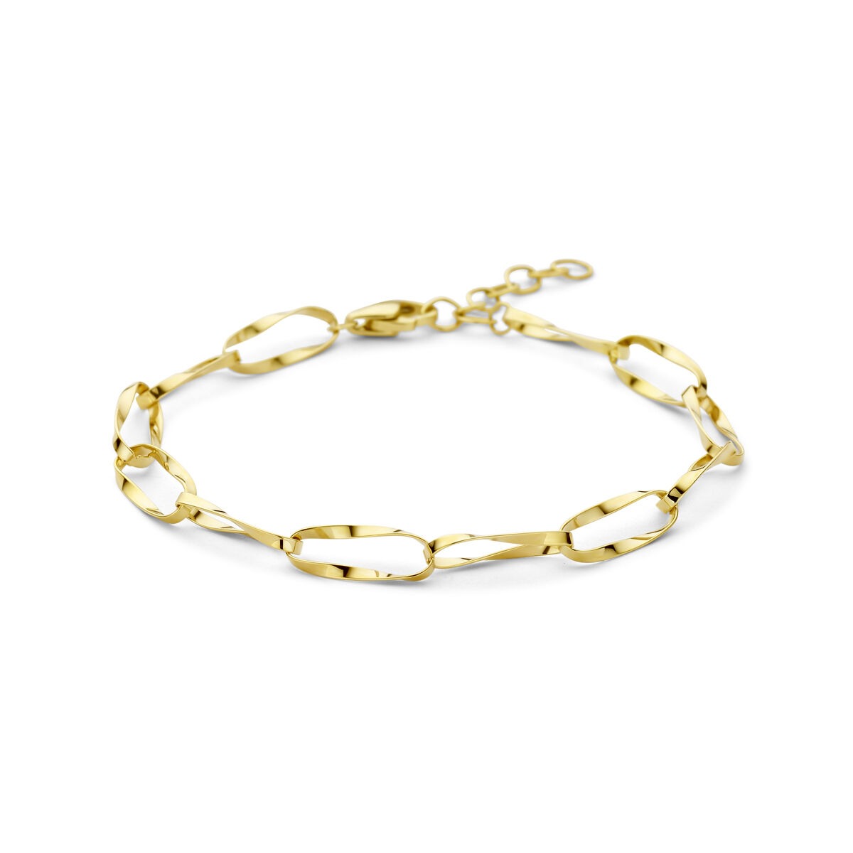 Bracelet en or jaune 14 carats avec maillons en forme d'ancre.