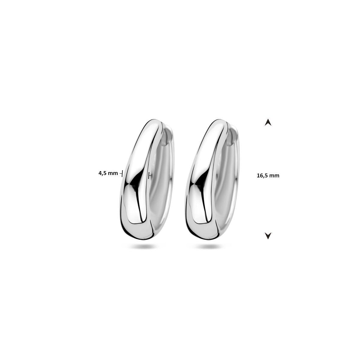 Créoles en argent pour femme – rhodié argent 925, 16,5 mm