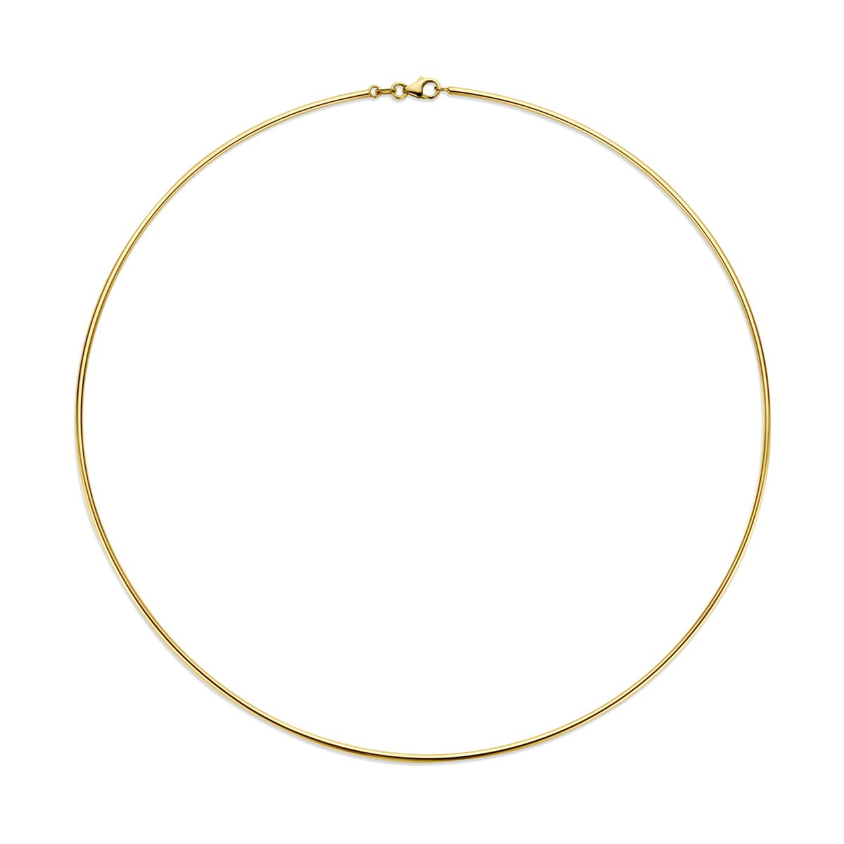 Collier en or 14 carats, sans pendentif, de 1,5 mm d'épaisseur et 40 cm de longueur.