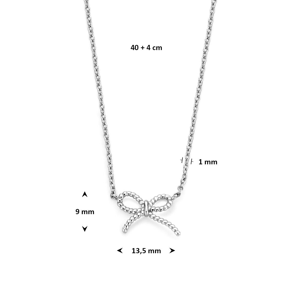 Collier en Argent 925 Rhodié avec Nœud – 40cm (Extensible jusqu'à 44cm) Maille Ancre pour Femme