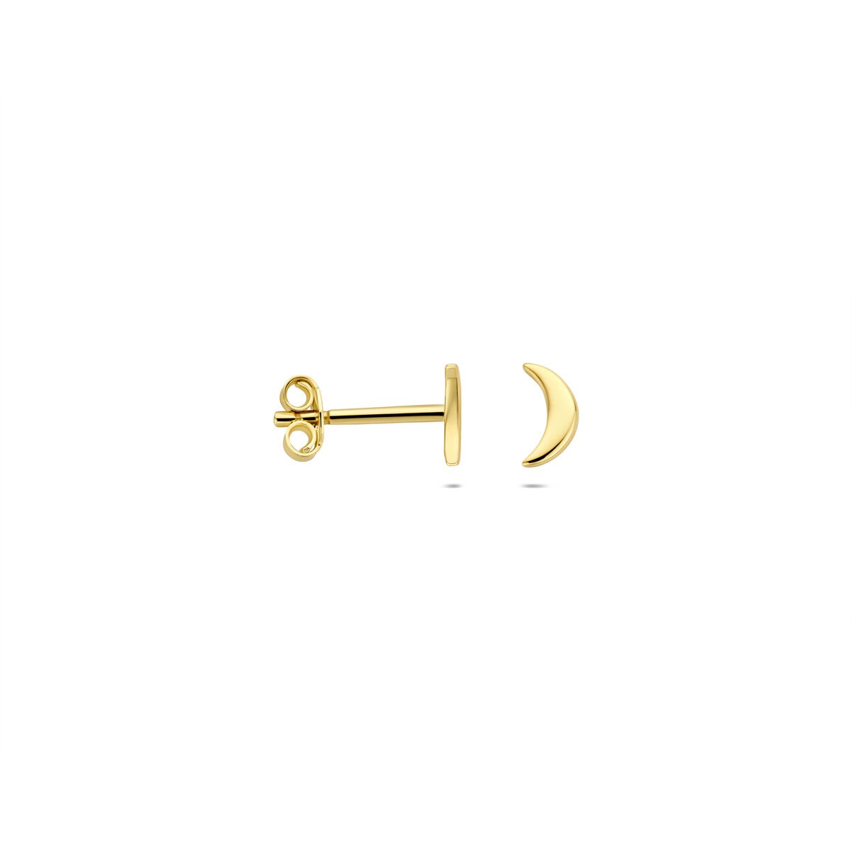 Puces d'oreilles en or jaune 14k en forme de lune - subtil et symbolique