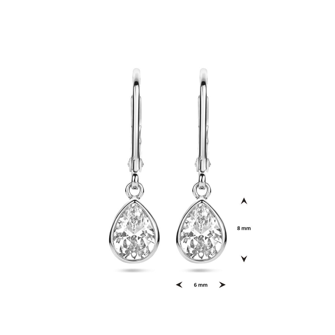 Gerhodineerd 925 zilveren oorhangers met zirkonia