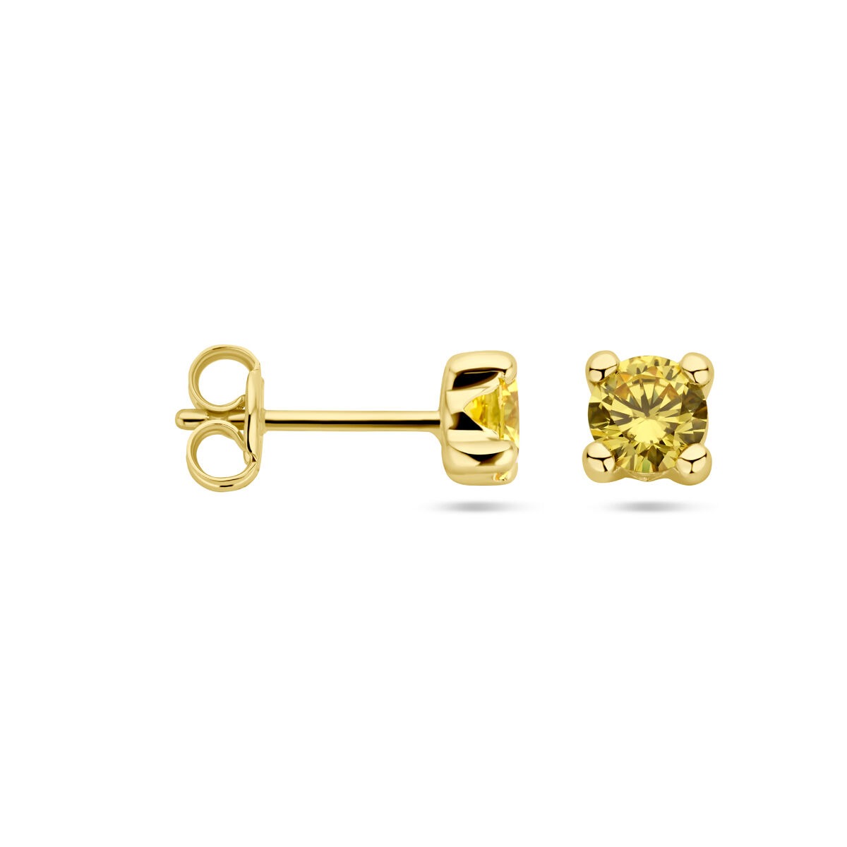 Puces d'oreilles en or jaune 14k avec citrine synthétique.