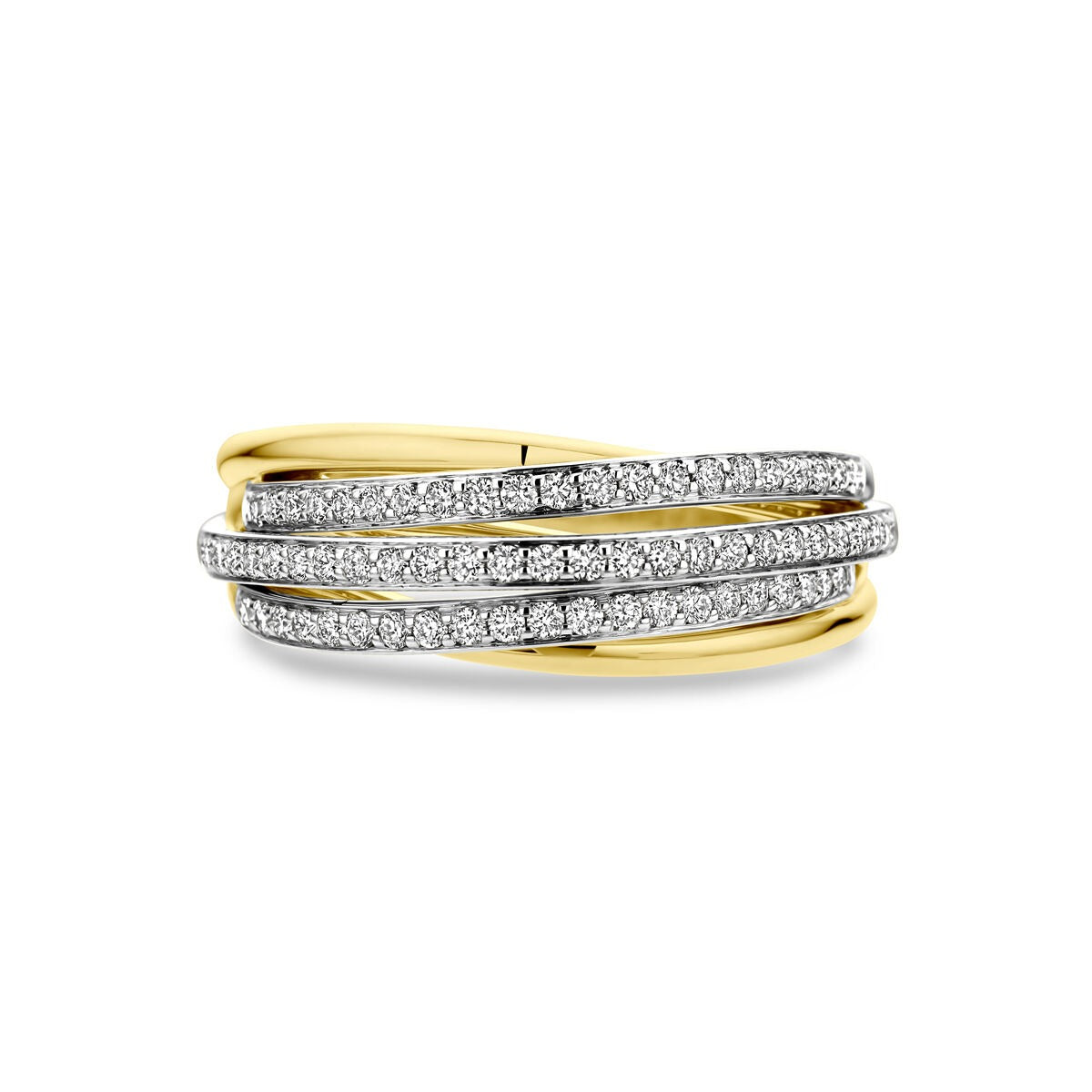 Bague en or bicolore avec diamant 14k pour femme – 8 mm de large