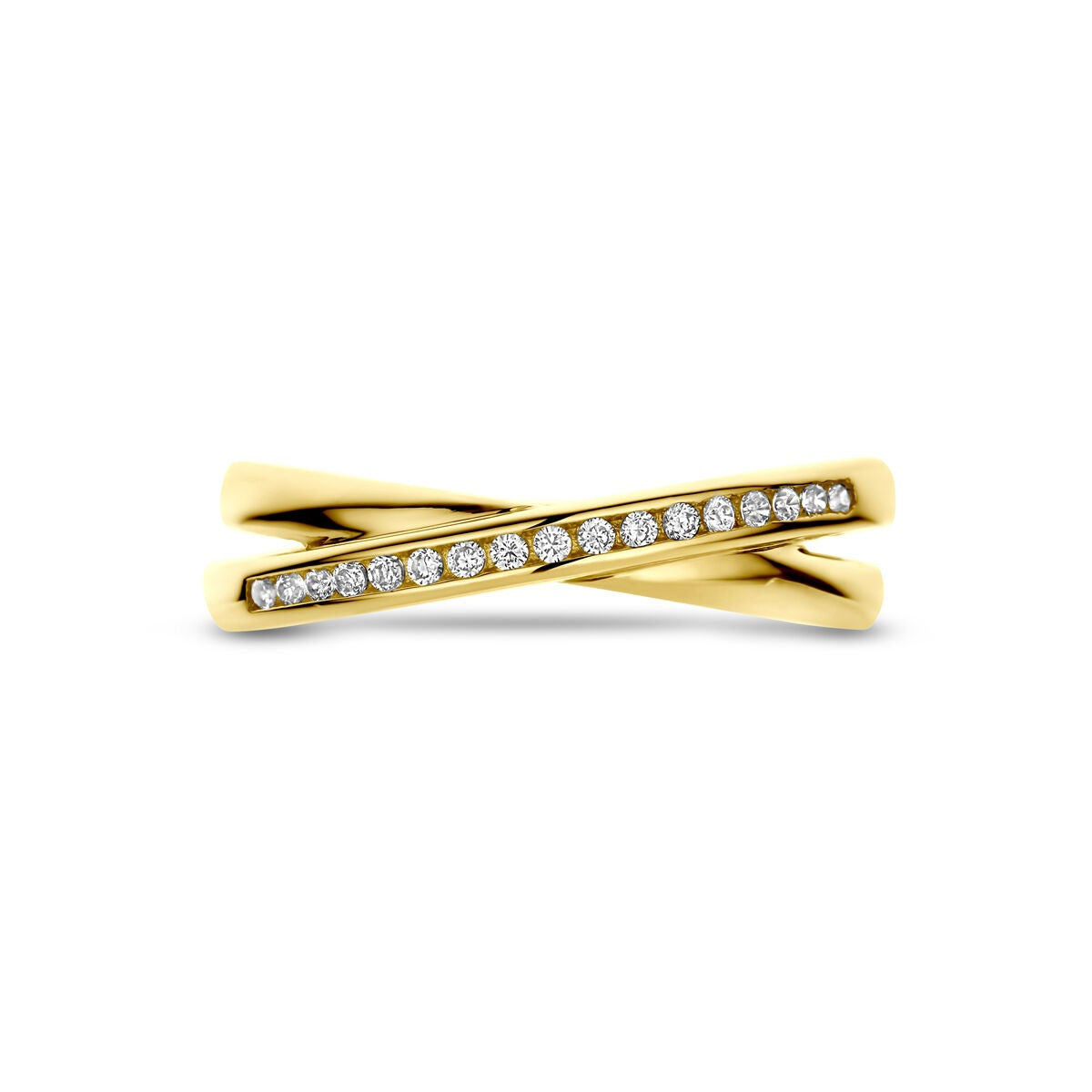 bague pour femme en or jaune 14k avec zircone – taillé en brillant en sertissage