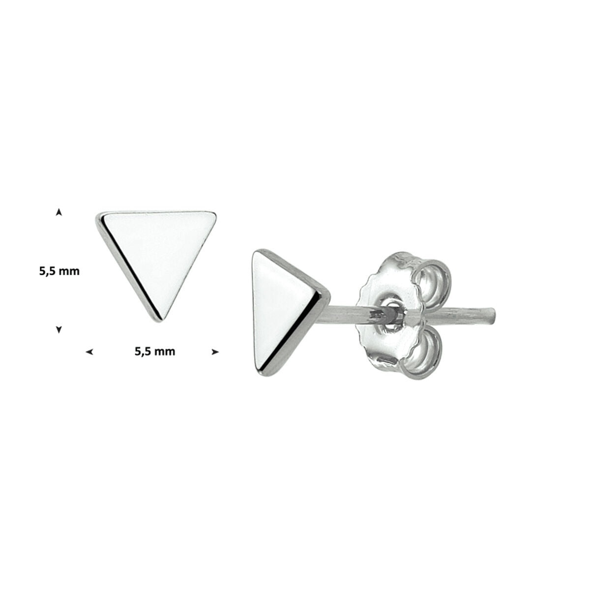 Puces d'oreilles en argent en forme de triangle – rhodiées 5.5 mm