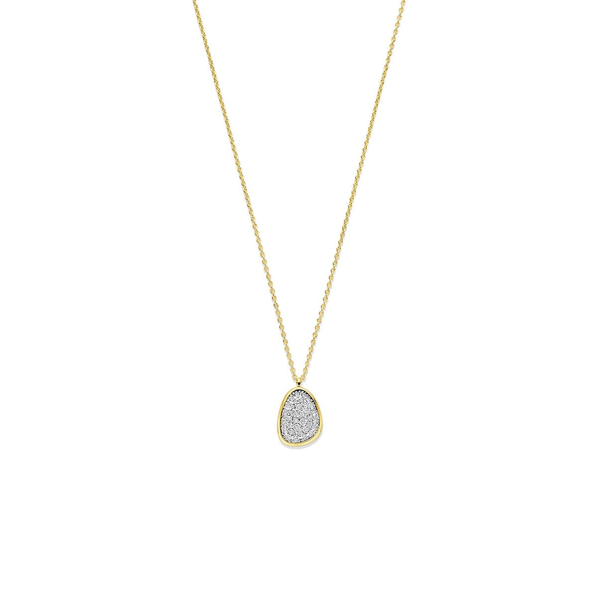 Collier bicolore en or 14 carats avec pendentif serti de diamants de 0,25 ct.