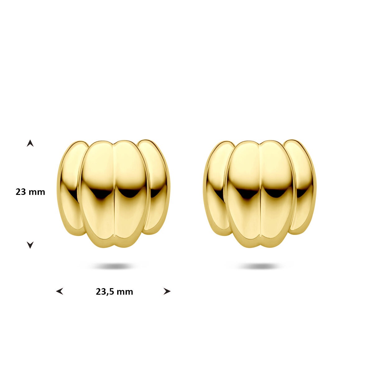 Puces d'oreilles en acier pour femme jaunes – avec plaquage ionique 23 mm