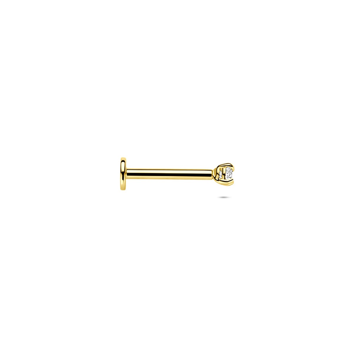 piercing à dos plat en or jaune 14k avec zircone