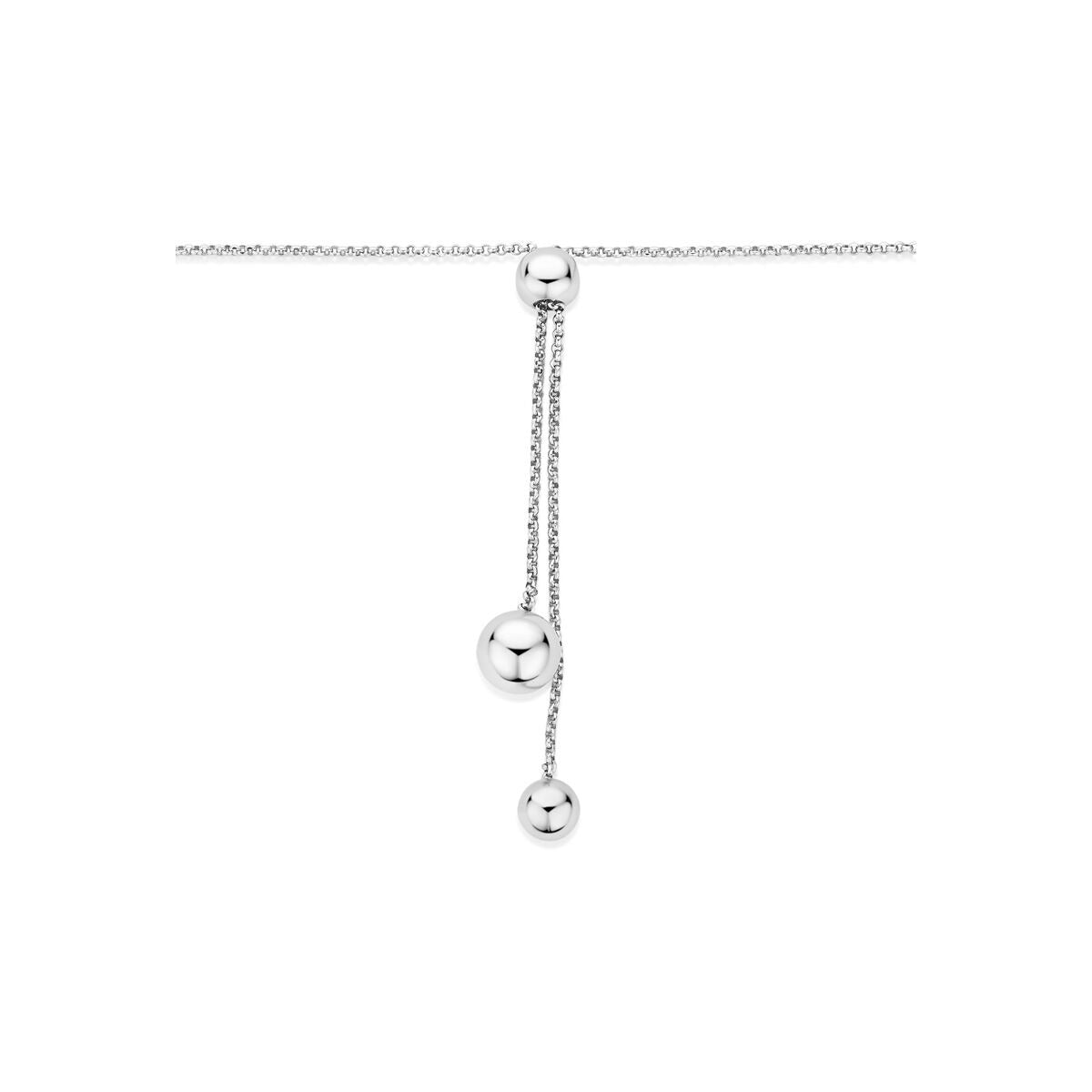 Collier y en argent 925 rhodié avec billes