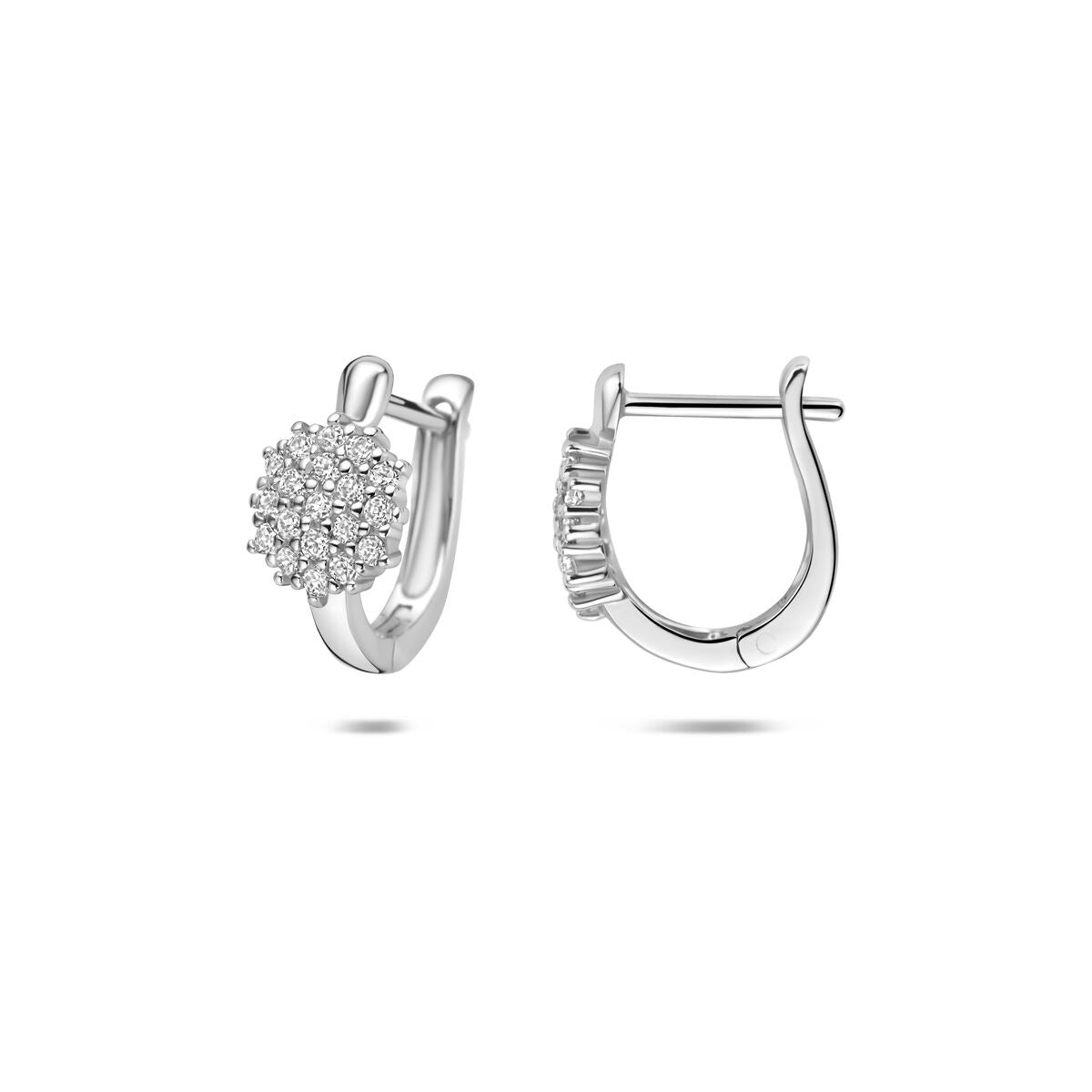 Créoles en argent rhodié avec zircone