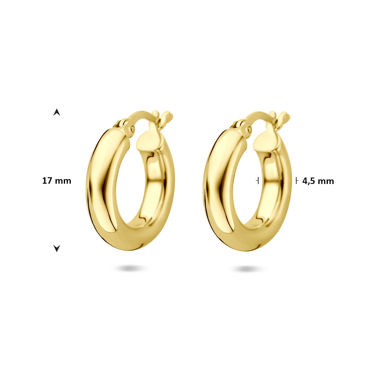 Créoles en argent plaqué or – argent 925 avec plaquage couleur or jaune 17 mm