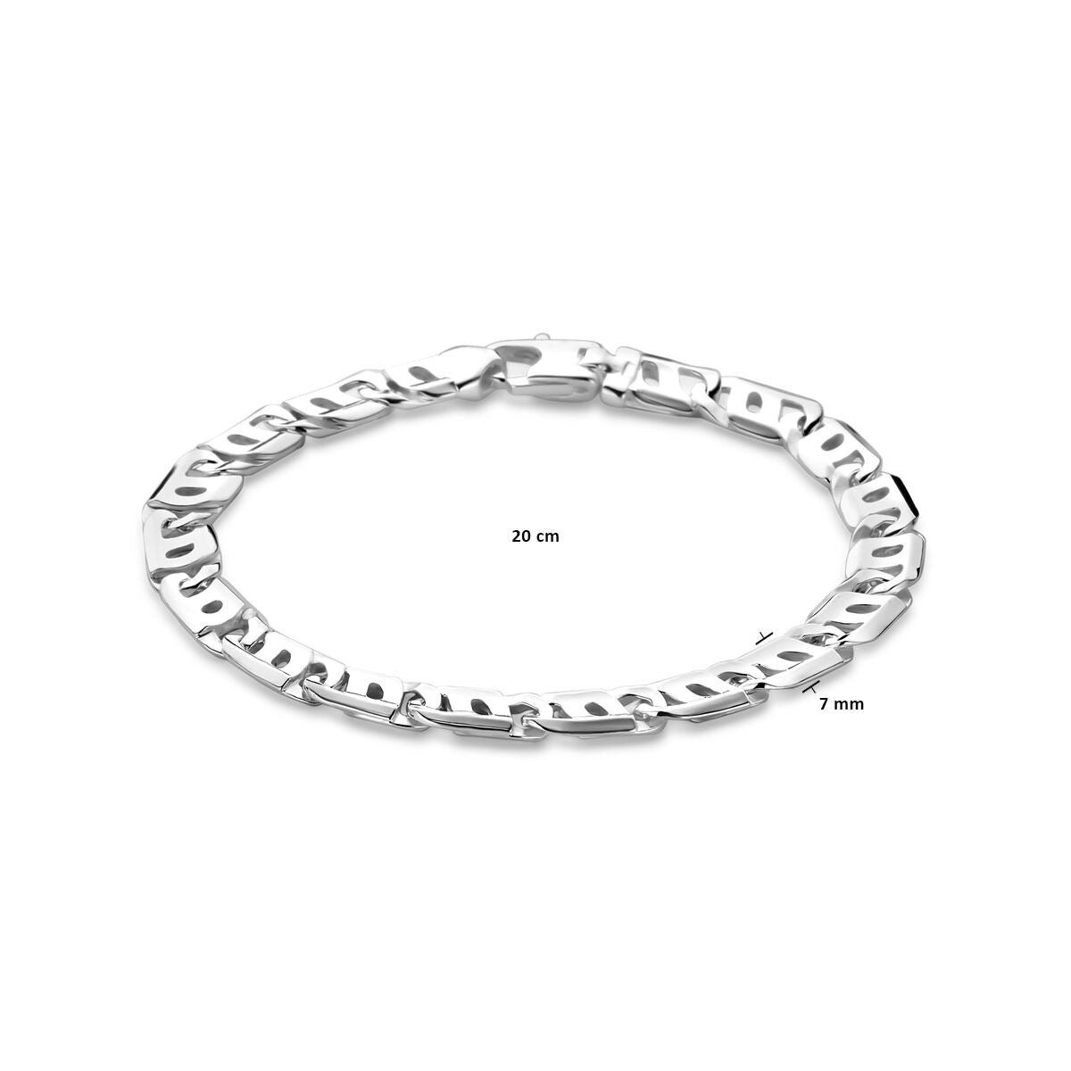 Bracelet pour homme en argent avec large maille ancre et fermoir à mousqueton