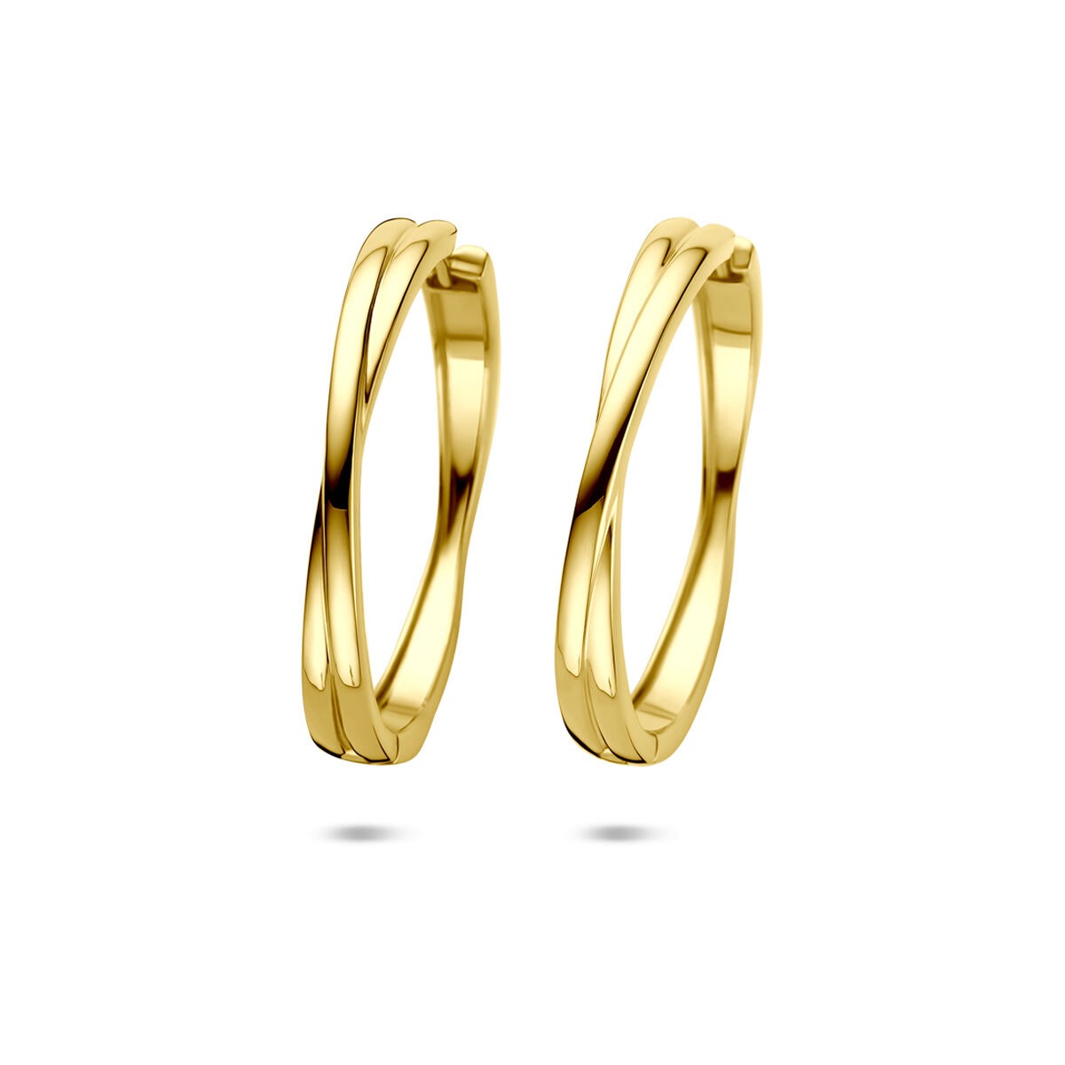 Boucles d'oreilles en argent doré, de forme ovale et tressée, mesurant 40 x 5 mm.