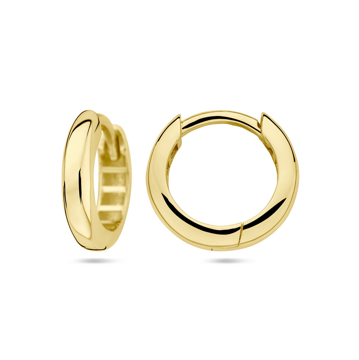 Créoles en or – or jaune 9k, 12.5 mm avec fermoir à charnière