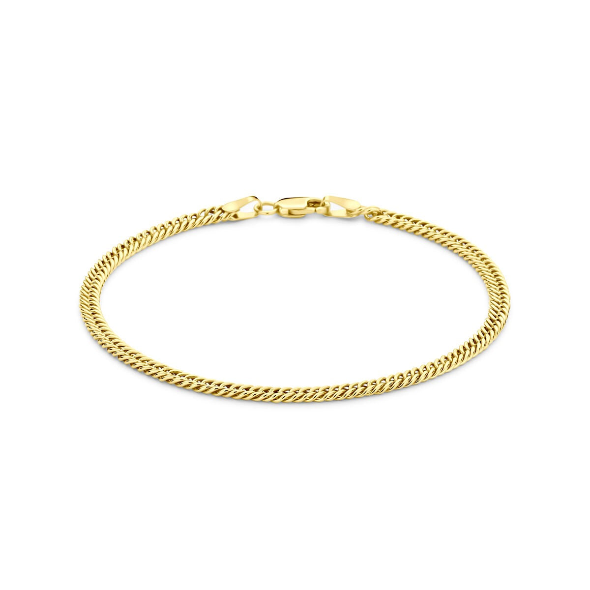 Bracelet en or jaune 14 carats avec cœur en argent, maillons gourmette.