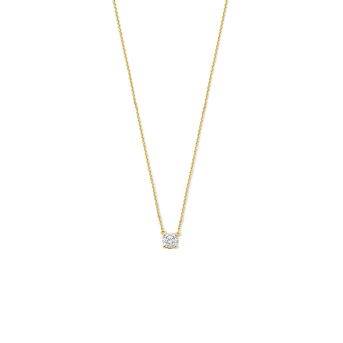 Collier en or jaune 14 carats avec diamant cultivé en laboratoire.