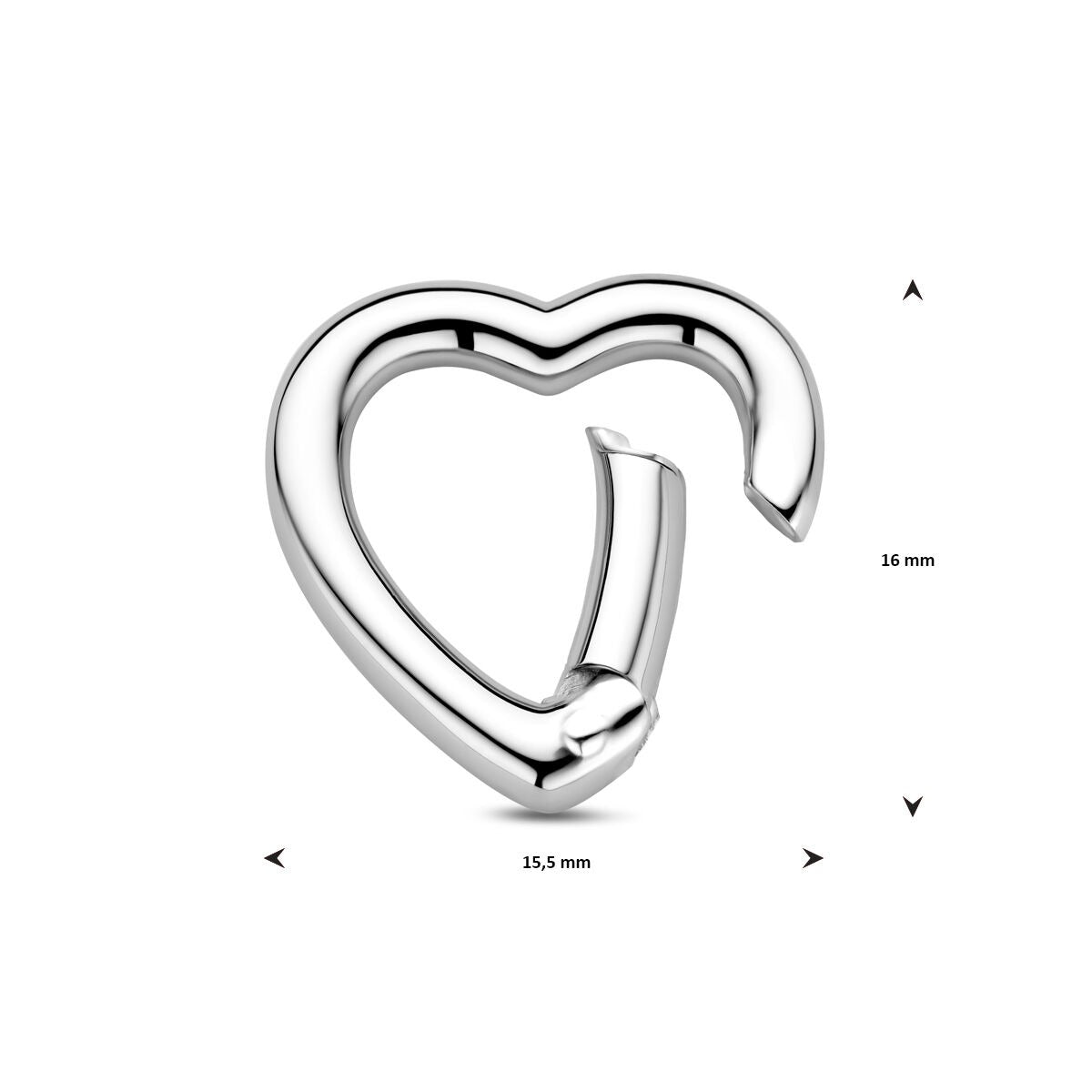 Connecteur en Argent Rhodié en Forme de Cœur 925