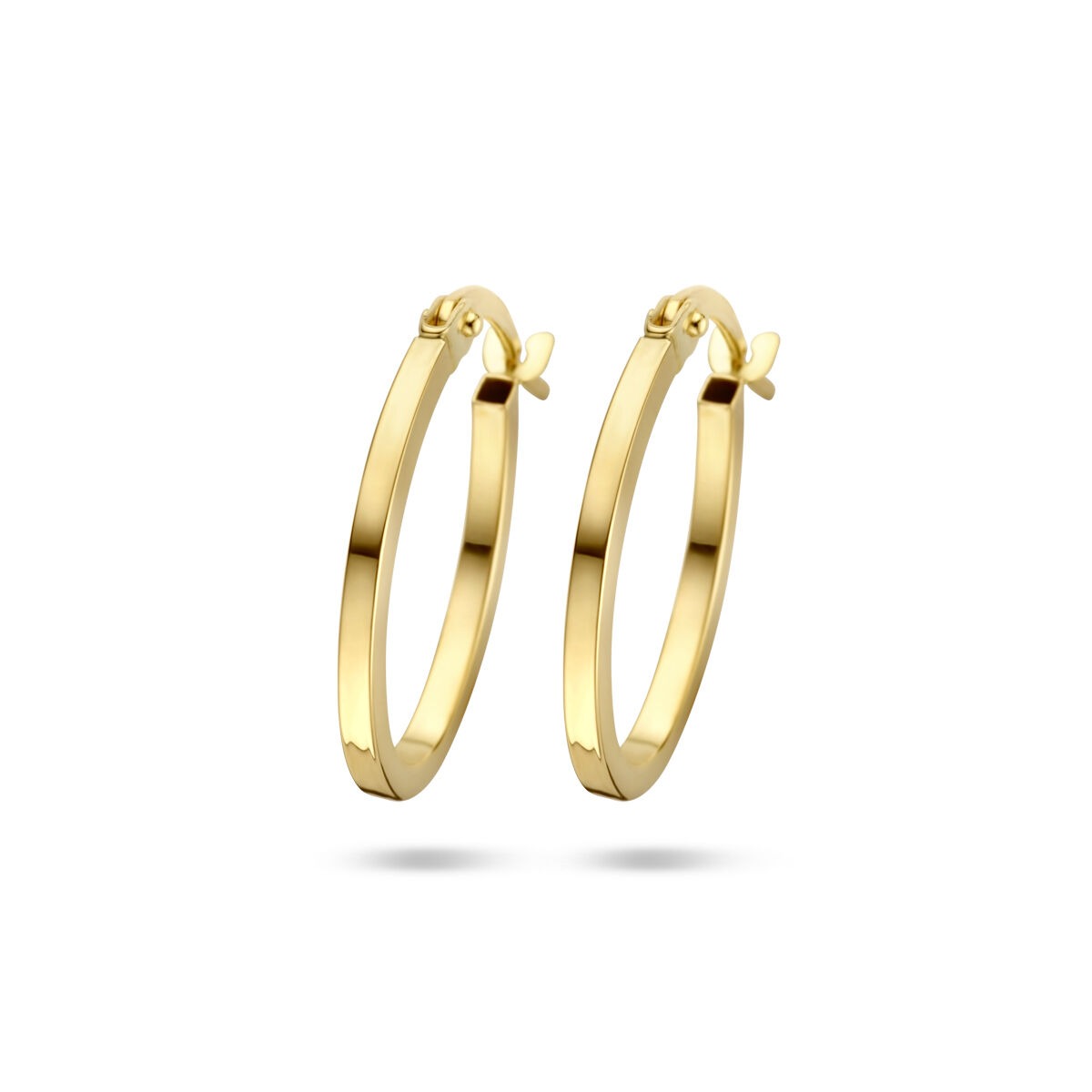 Boucles d'oreilles en or jaune de 9 carats, de forme ronde et lisse.