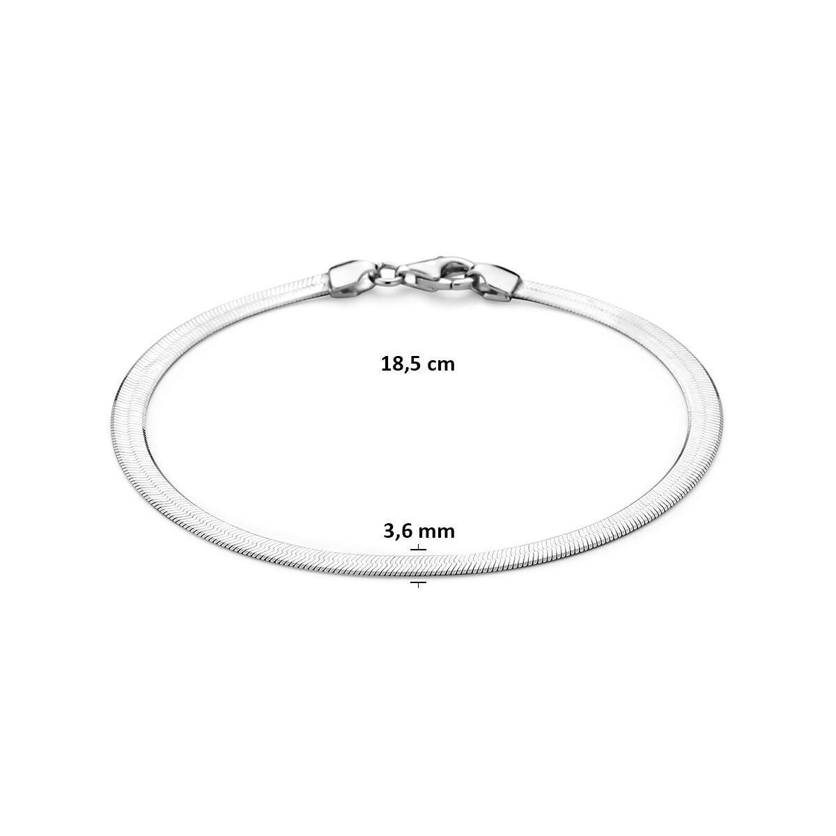 bracelet serpent plat 3,6 mm 18,5 cm argent rhodié
