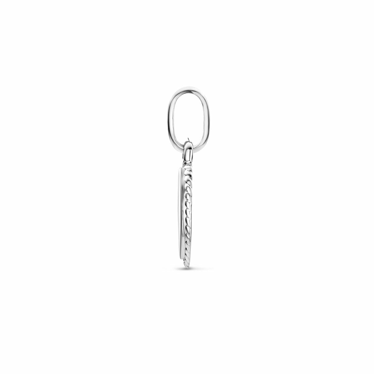Pendentif gravé rhodié argent ovale – 21mm