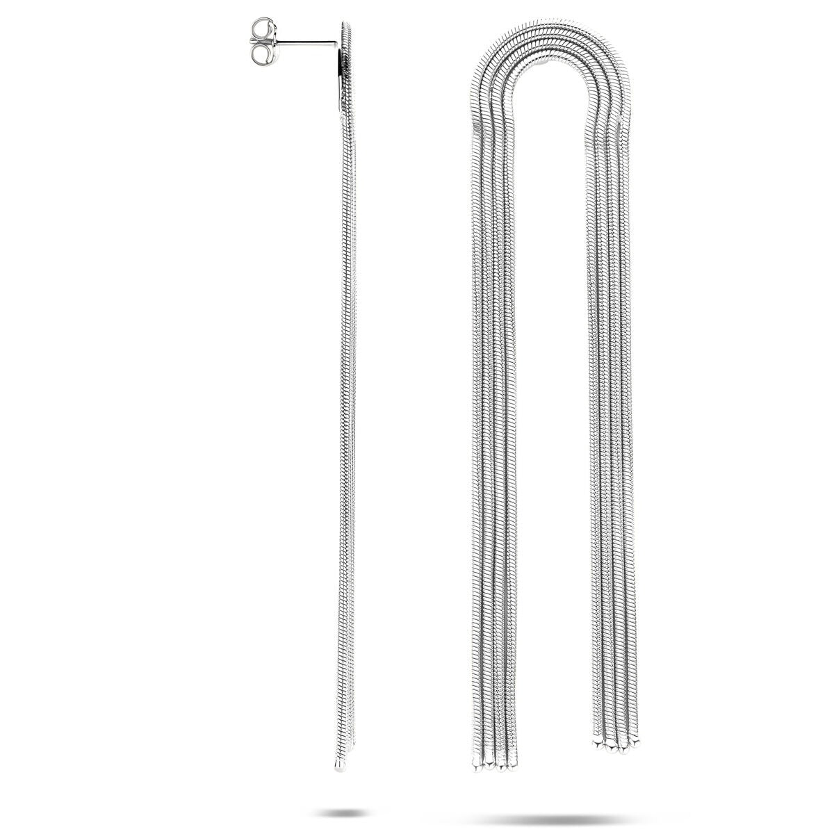 Boucles d'oreilles argent motif maille – rhodié 925 argent 91 mm
