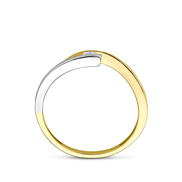 9k Bicolor gouden ring met zirkonia