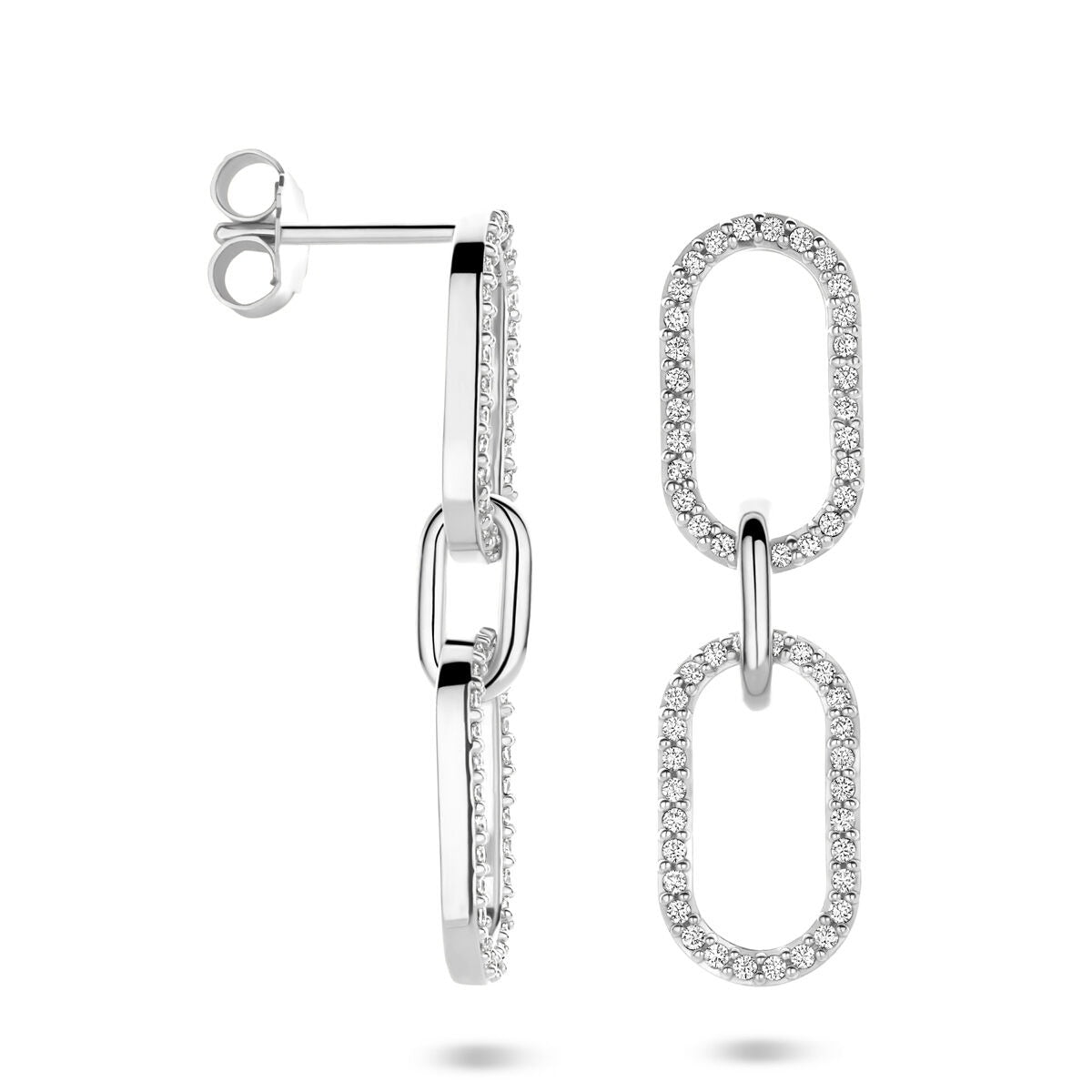 Boucles d'oreilles en argent avec zircone – 33 mm
