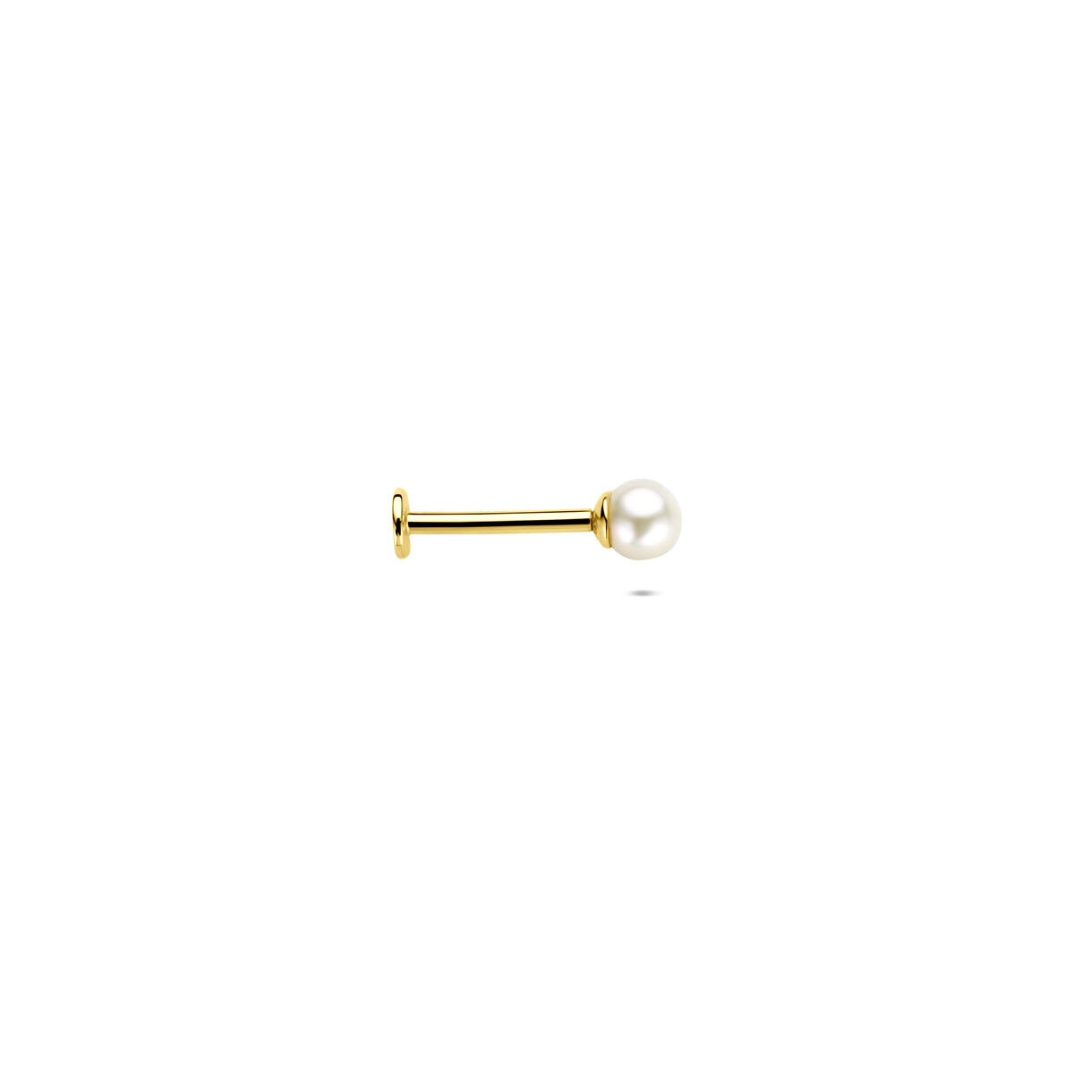 piercing à dos plat en or jaune 14k avec perle – 3,5 mm