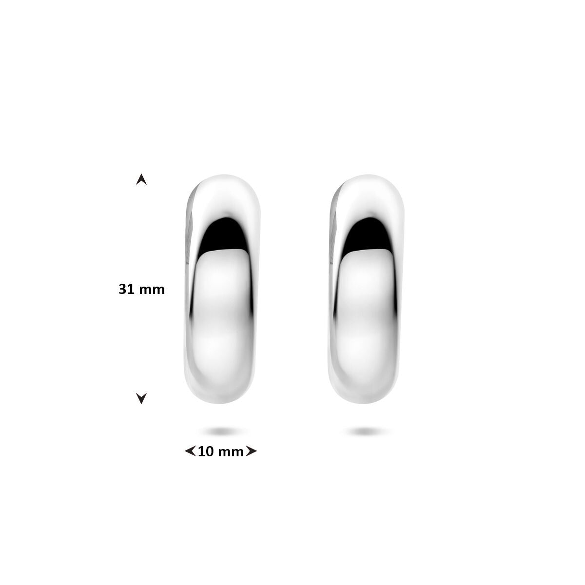 Créoles en acier couleur argent – 31x10mm