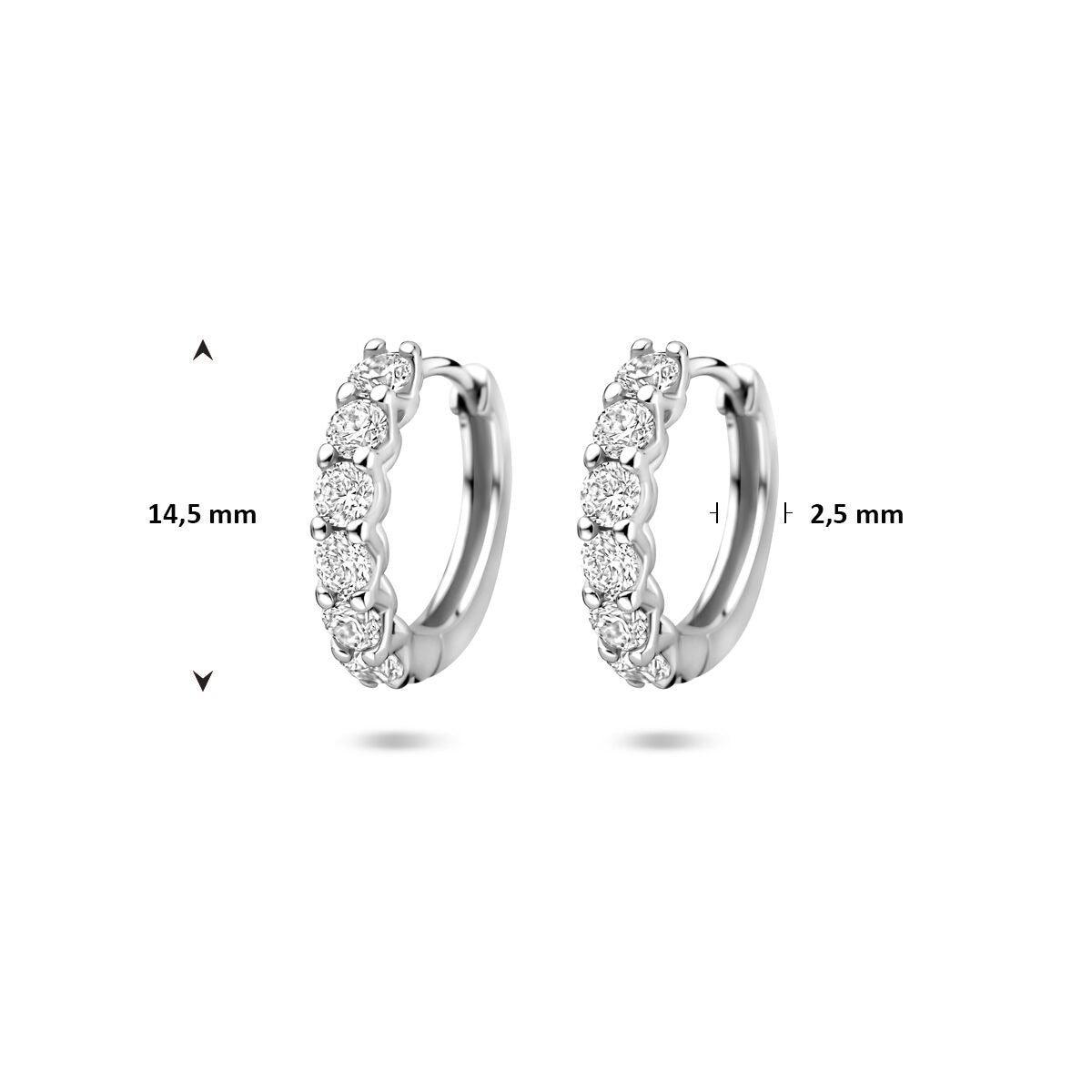 Créoles en argent avec zircone 14,5 mm