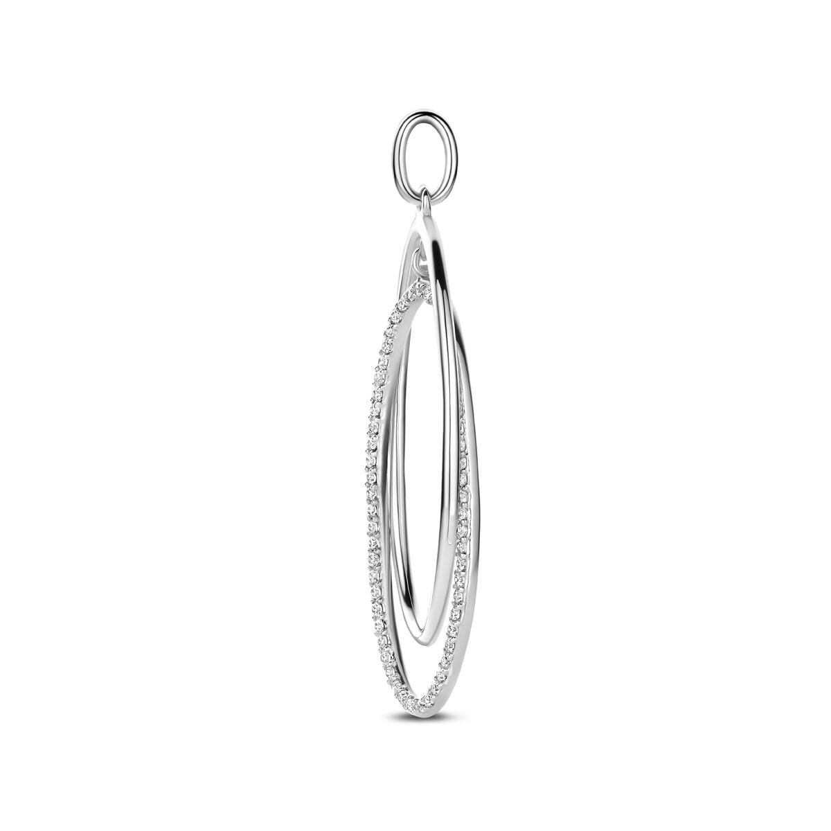 Pendentif en argent avec zircone – design ovale en style entourage 50 mm