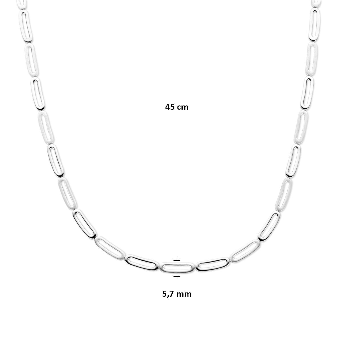 Collier pour femme en argent rhodié 925 sans pendentif 5,7 mm 45 cm