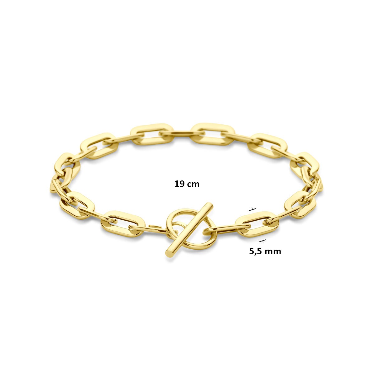 Bracelet en or pour femme – maille ancre 14k avec fermoir à charnière 5,5 mm 19 cm