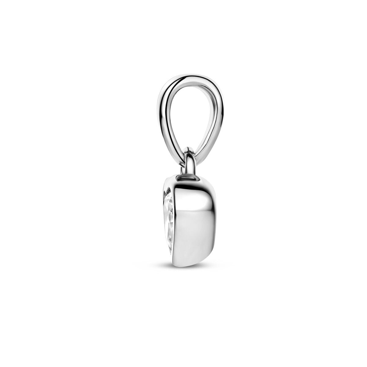 Pendentif en Argent Rhodié en Forme de Cœur avec Zircone
