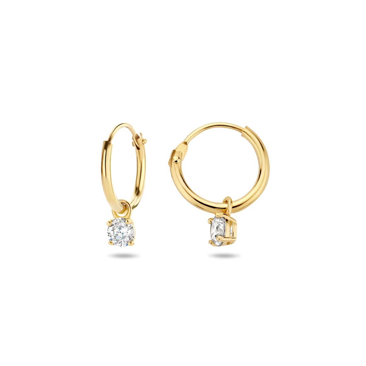 Créoles en or avec zircone – 14k, serties en chaton